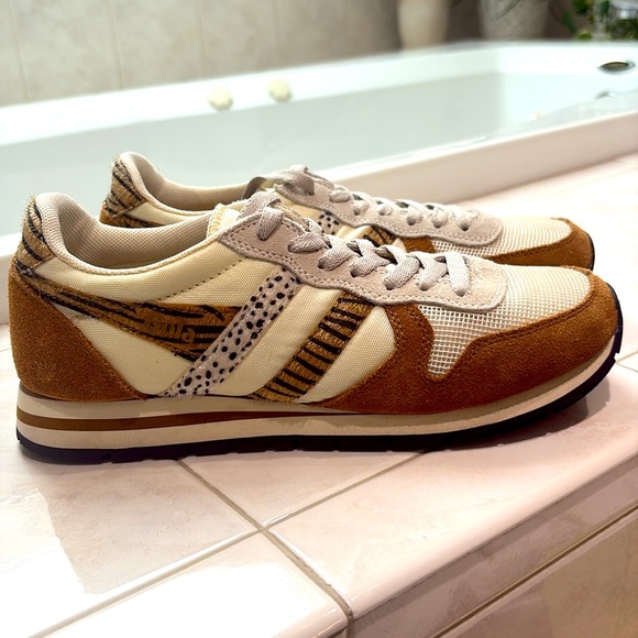 Gola Daytona Safari Trainers in Statement Animal Print Suede and Cream Mesh. EUC - Picture 5 of 9